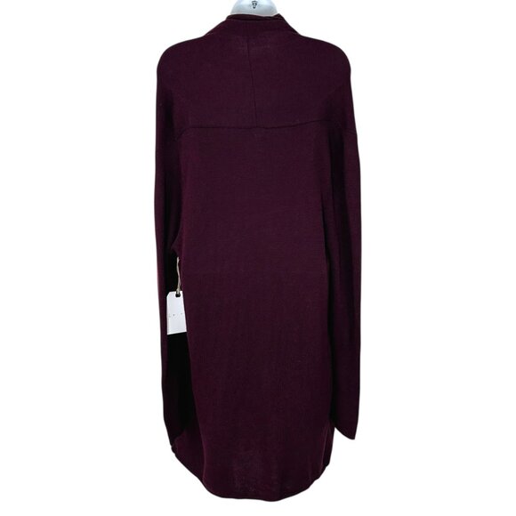 Leith Women's Size M Open Front Shawl Collar Long Burgundy Cardigan Sweater NEW - Picture 3 of 7